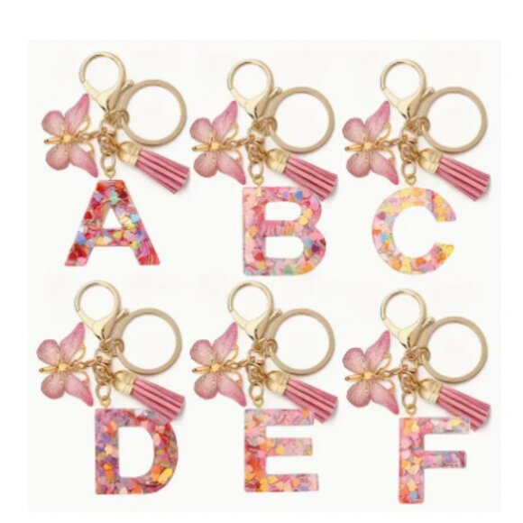 Accessories - New Pink & Colorful Confetti Letter Keychains